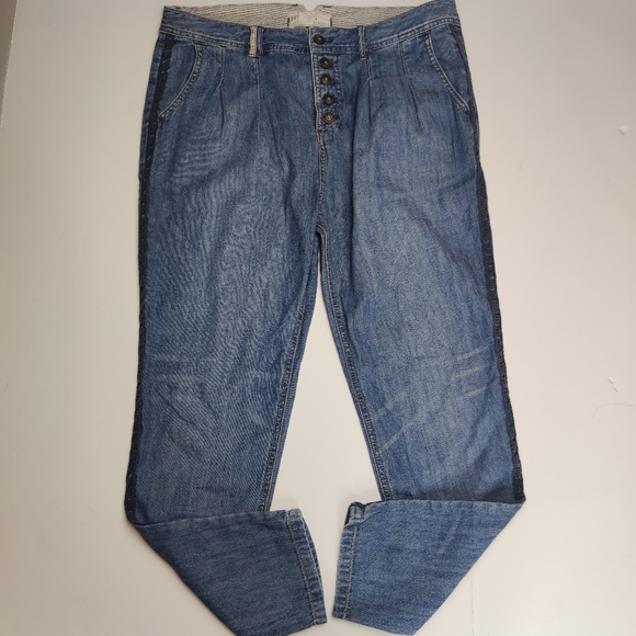 Free People Pleated Jeans Size 26 Embroidered - Picture 2 of 13